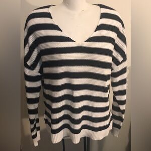 NWOT Kismet Cotton Striped Black and White Sweater - Size Large